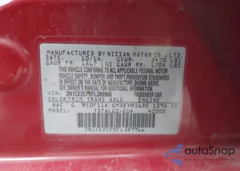 2015 Nissan Versa Note Sr z USA, uszkodzony, nr VIN 3N1CE2CP0FL389966